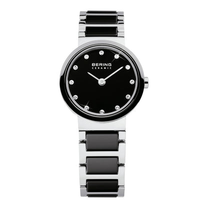 Bering Ceramic Collection Black Dial Stainless Steel Womens Quartz Watch 10725-742