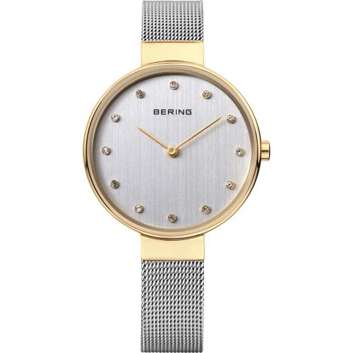 Bering Classic Collection Silver Dial Two Tone Womens Large Quartz Watch 12034-010
