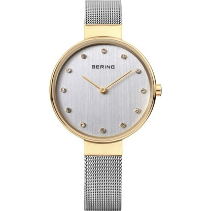 Bering Classic Collection Silver Dial Two Tone Womens Large Quartz Watch 12034-010