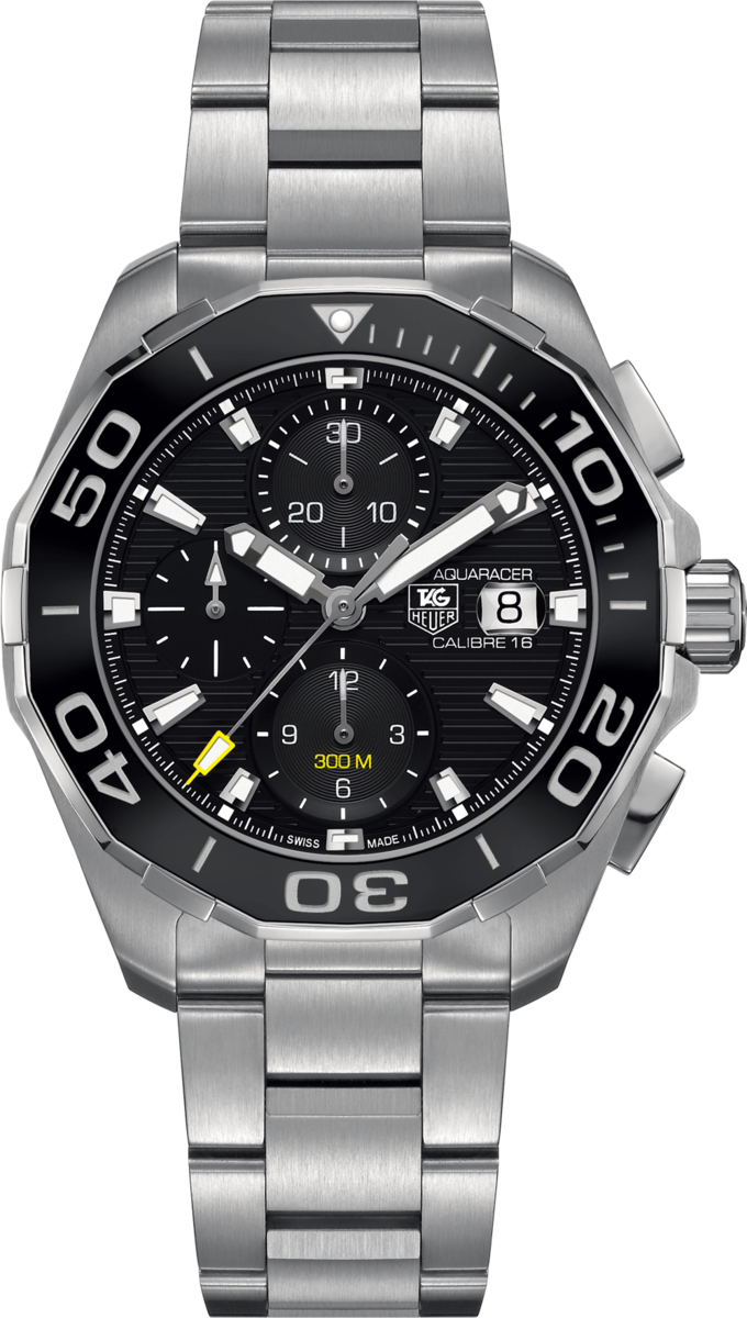 TAG Heuer Aquaracer Black Dial Calibre 16 Automatic Stainless Steel Mens Chronograph Watch CAY211A.BA0927