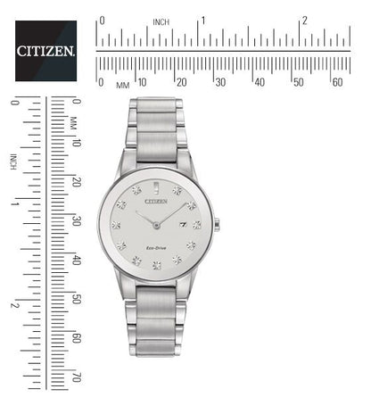 Citizen Eco-Drive Axiom Diamond Set Silver Dial Stainless Steel Womens Watch GA1050-51B