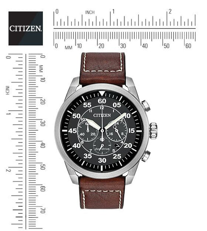 Citizen Eco-Drive Avion Black Dial Stainless Steel Mens Chronograph Watch CA4210-24E