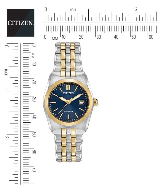 Citizen Eco-Drive Corso Blue Dial Two Tone Womens Watch EW2294-53L