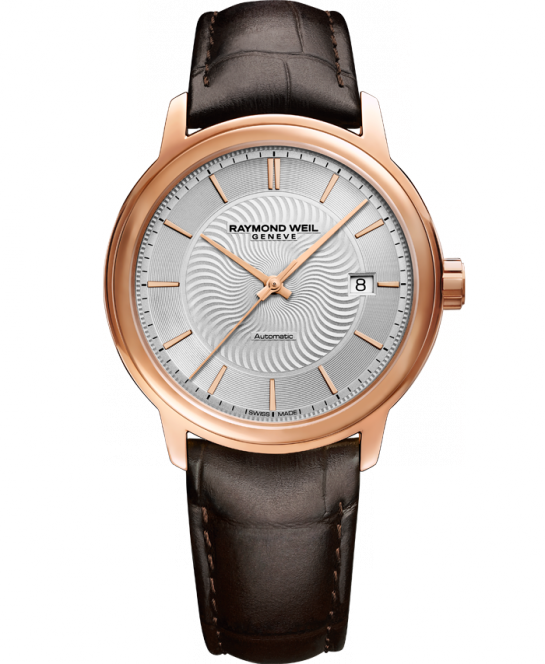 Raymond Weil Maestro Silver Dial PVD Rose Gold Plated Mens Watch 2237-PC5-65001