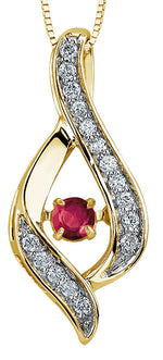 9ct Canadian Gold Pulse  & Diamond Set Ribbon style Pendant Necklace P3070YW/25C-10 RBY