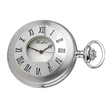 Woodford Chrome Plated Mechanical Half Hunter Pocket Watch