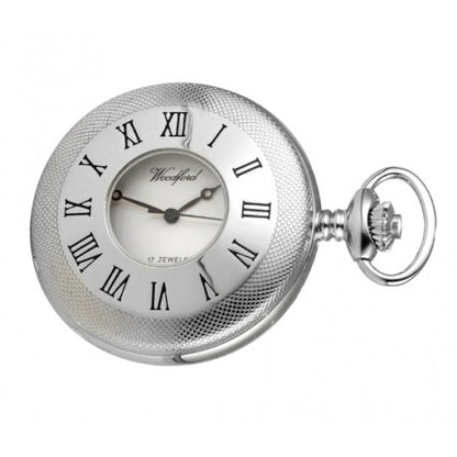 Woodford Chrome Plated Mechanical Half Hunter Pocket Watch