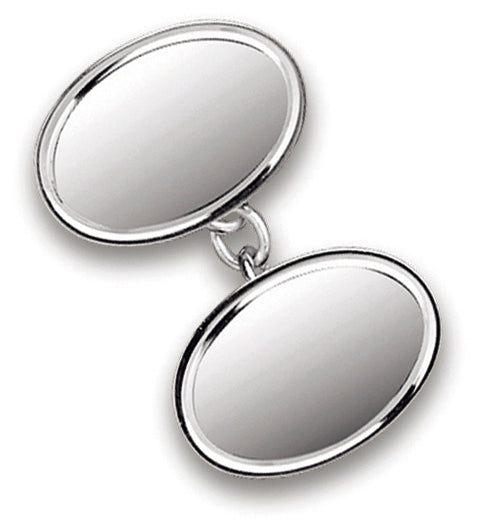 Sterling Silver Classic Oval Chain Link Cufflinks