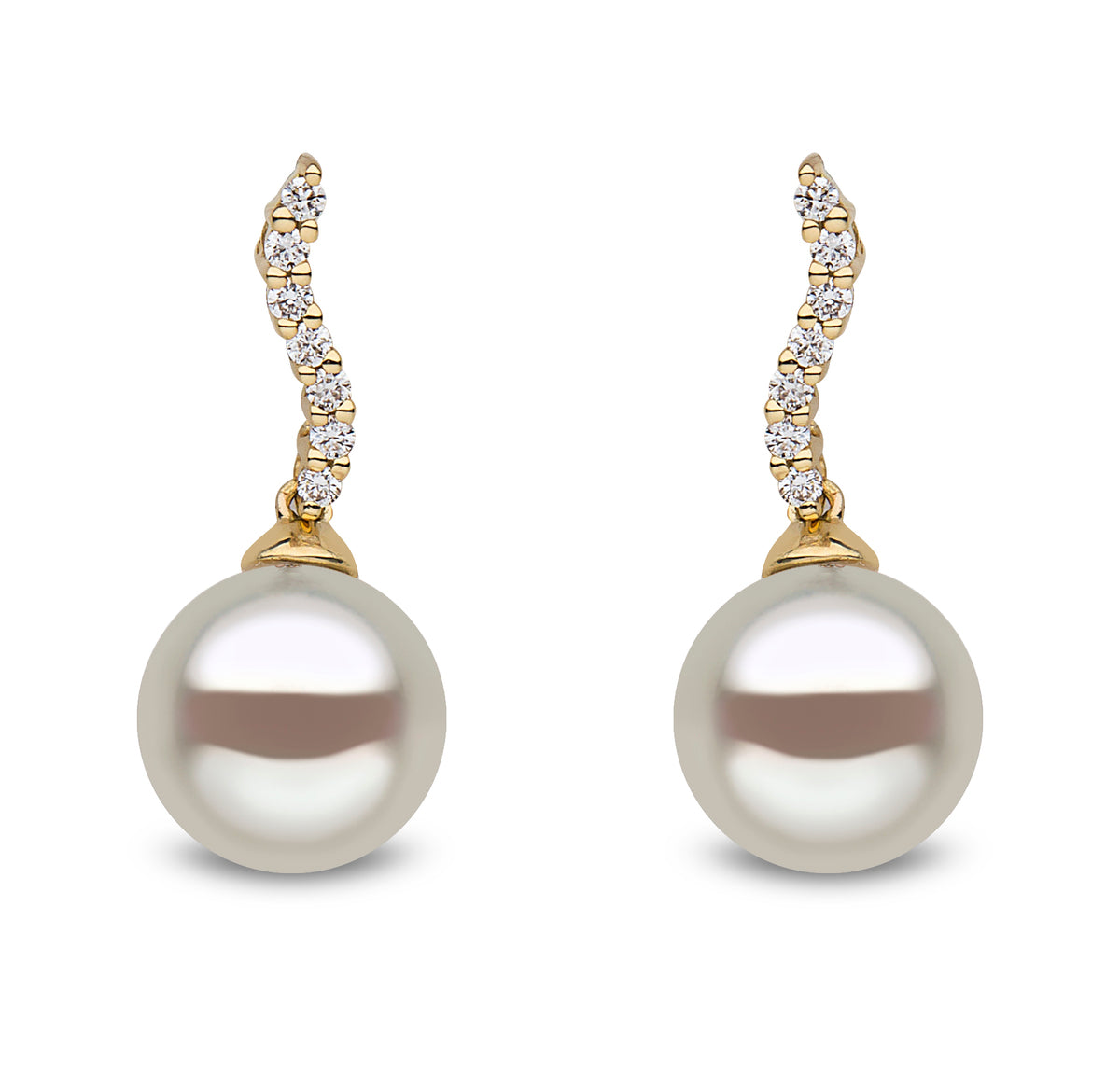 YOKO London 18ct Gold Cultured Freshwater Pearl & Diamond Drop Earrings