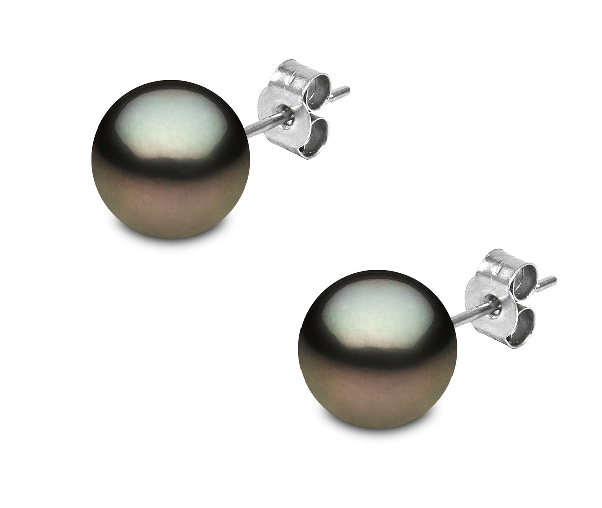 YOKO London 18ct White Gold Natural Grey Tahitian Pearl Stud Earrings