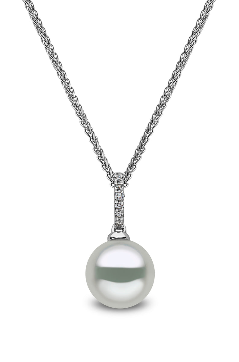 YOKO London 18ct White Gold Cultured Freshwater Pearl & Diamond Set Pendant Necklace