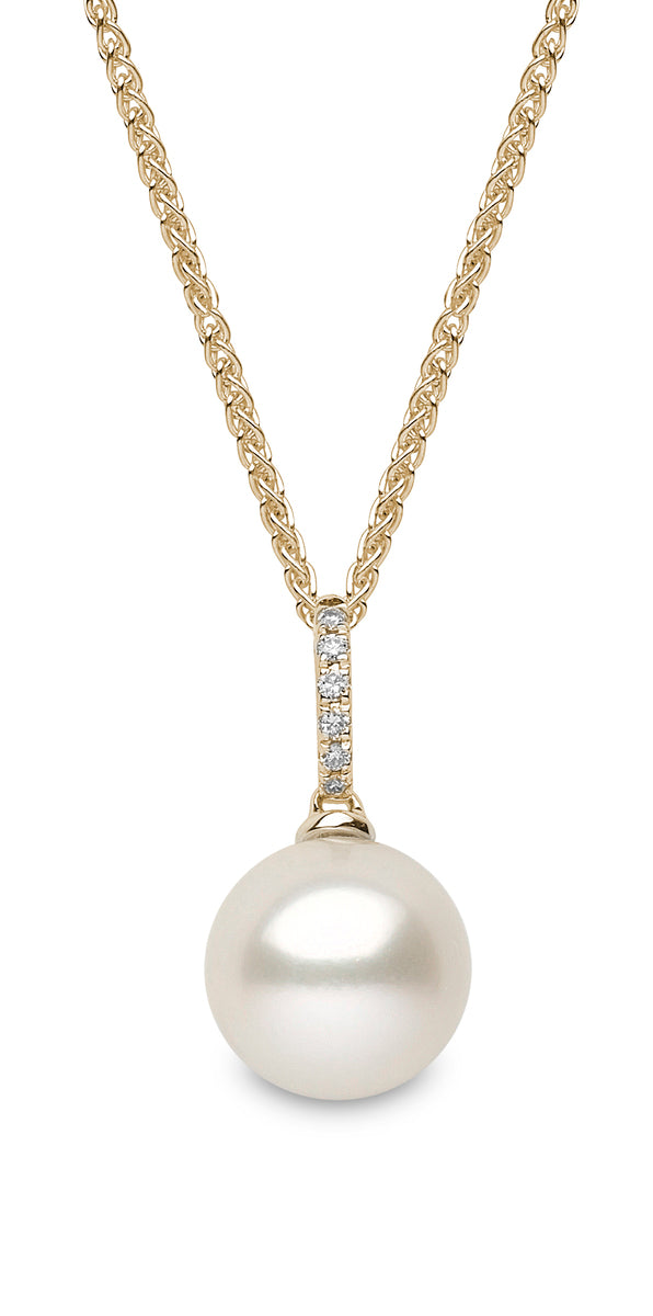 YOKO London 18ct Gold Cultured Freshwater Pearl & Diamond Set Pendant Necklace