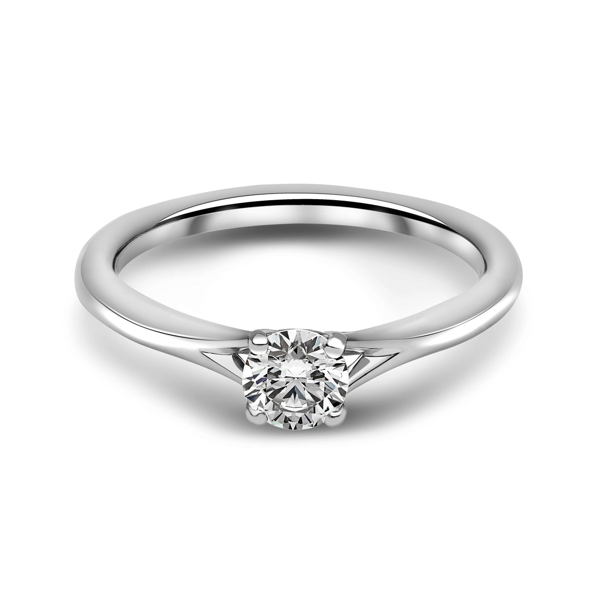 Chalfen of London Mayfair Platinum Solitaire 4 Claw Set 0.42ct Diamond Ring