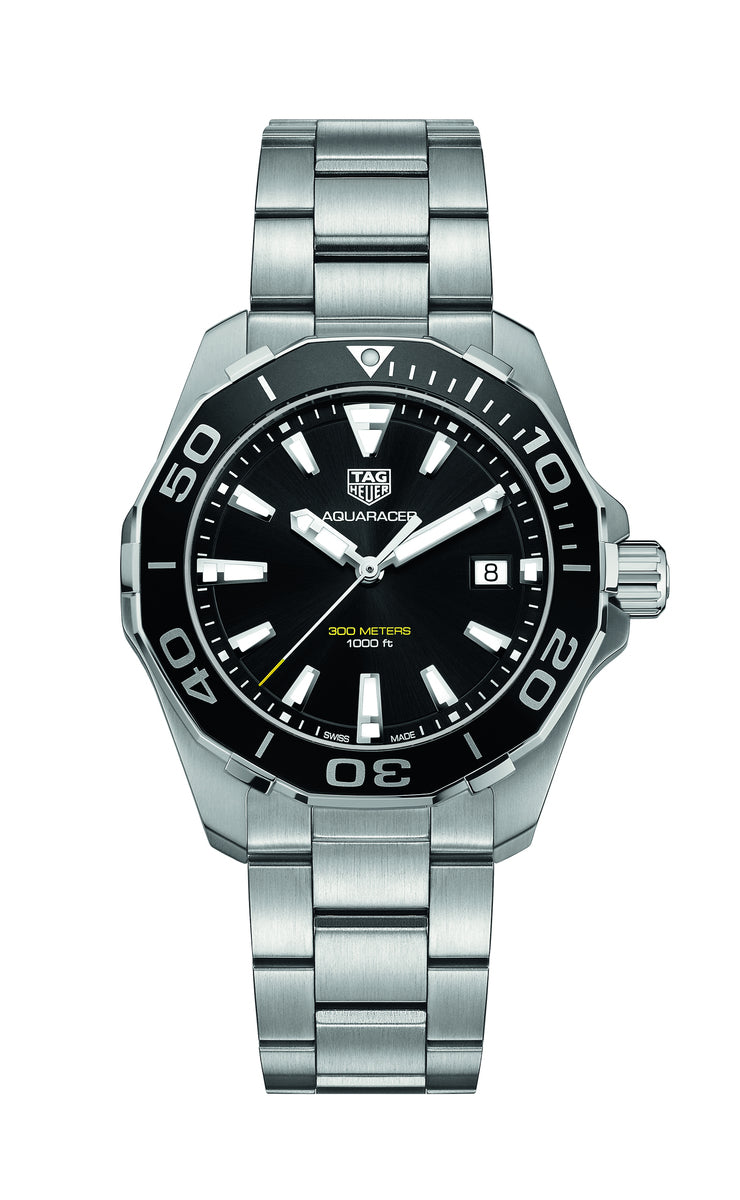 TAG Heuer Aquaracer Black Dial & Bezel Stainless Steel Mens Quartz Watch WAY111A.BA0928
