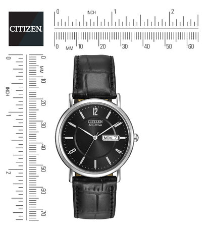 Citizen Eco-Drive Black Dial Stainless Steel Day-Date Mens Watch BM8240-03E