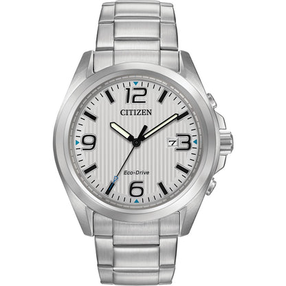 Citizen Eco-Drive Sport Silver Dial Stainless Steel Mens Watch AW1430-86A