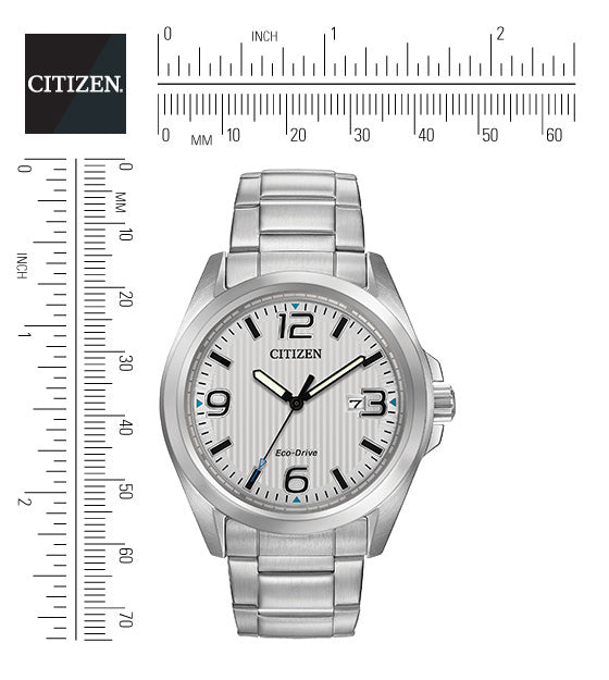 Citizen Eco-Drive Sport Silver Dial Stainless Steel Mens Watch AW1430-86A