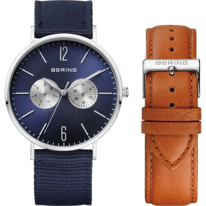 Bering Classic Collection Blue Dial Stainless Steel Mens Quartz Watch 14240-507