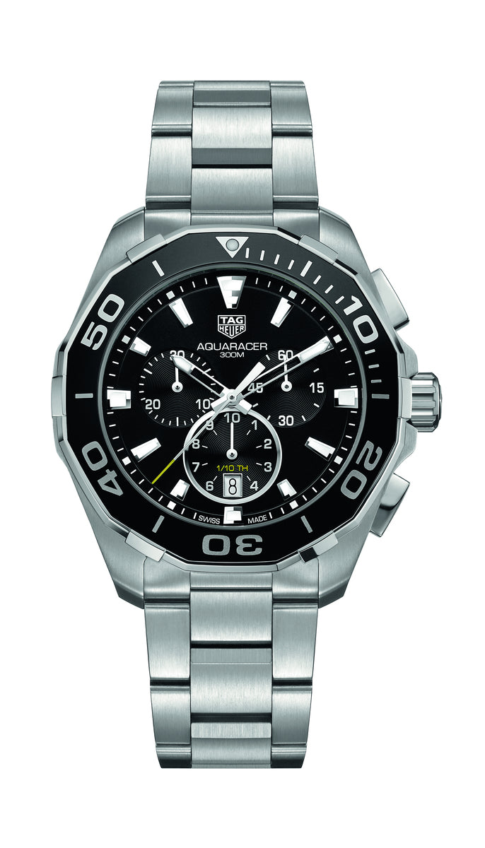 TAG Heuer Aquaracer Black Dial & Bezel Stainless Steel Mens Quartz Chronograph Watch CAY111A.BA0927