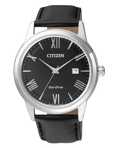 Citizen Eco-Drive Black Dial Stainless Steel Mens Watch AW1231-07E