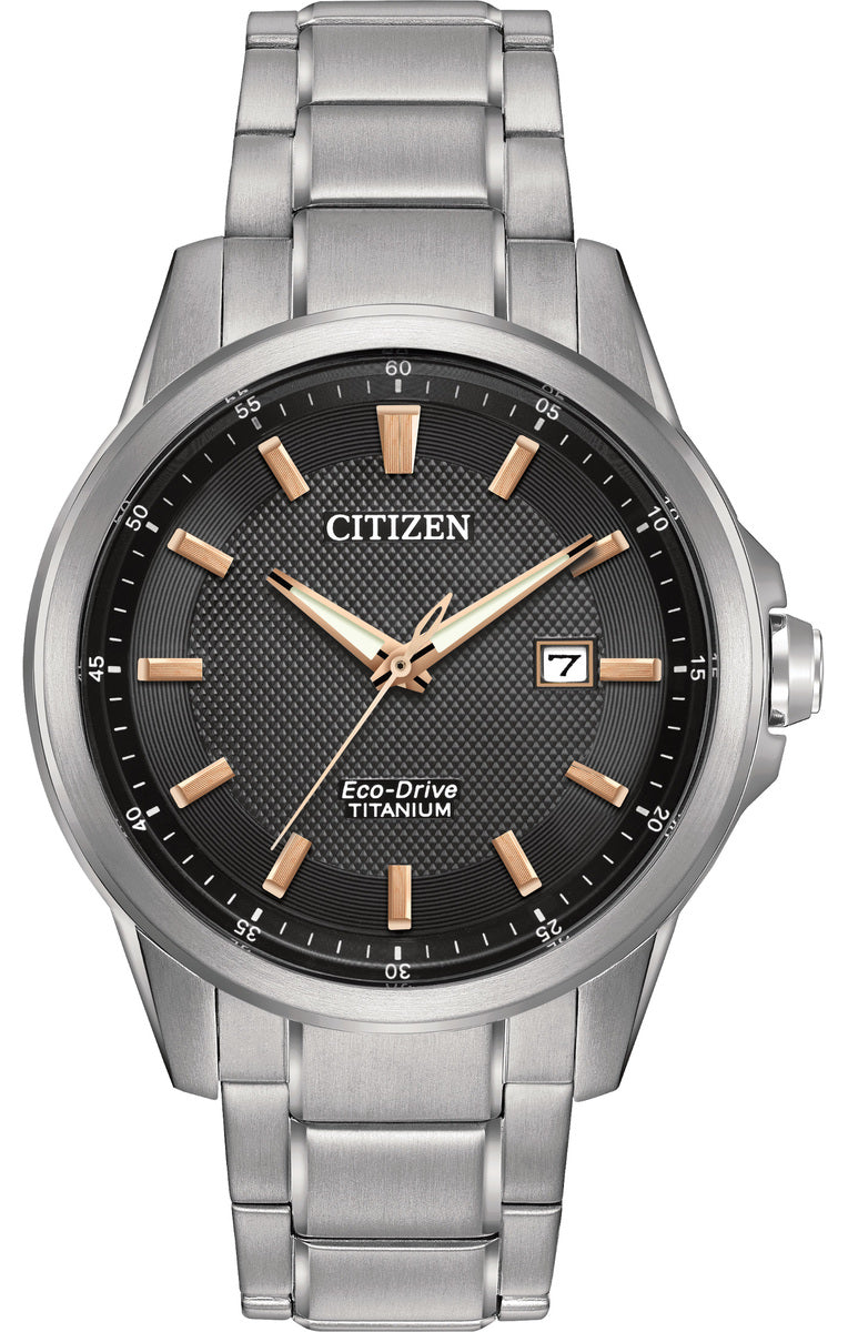 Citizen Eco-Drive Black Dial Titanium Mens Watch AW1490-50E