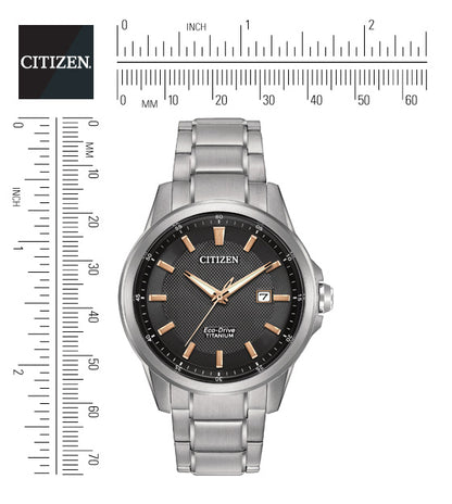 Citizen Eco-Drive Black Dial Titanium Mens Watch AW1490-50E