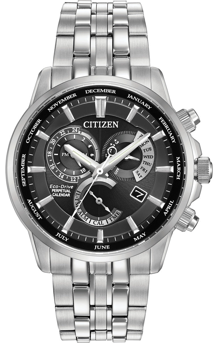 Citizen Eco-Drive Black Dial Stainless Steel Calibre 8700 Mens Watch  BL8140-55E
