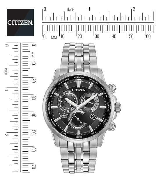 Citizen Eco-Drive Black Dial Stainless Steel Calibre 8700 Mens Watch  BL8140-55E