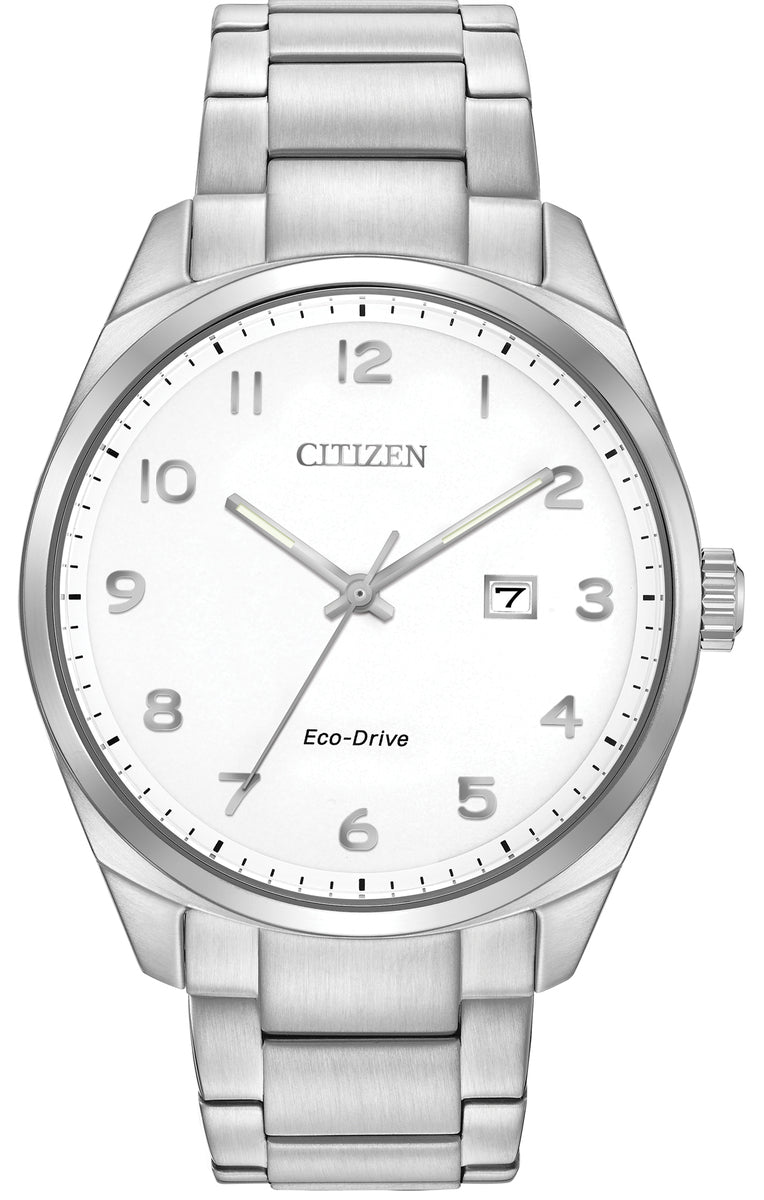 Citizen Eco-Drive White Dial Stainless Steel Mens Watch BM7320-87B