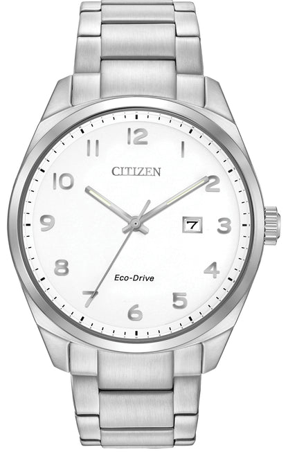 Citizen Eco-Drive White Dial Stainless Steel Mens Watch BM7320-87B