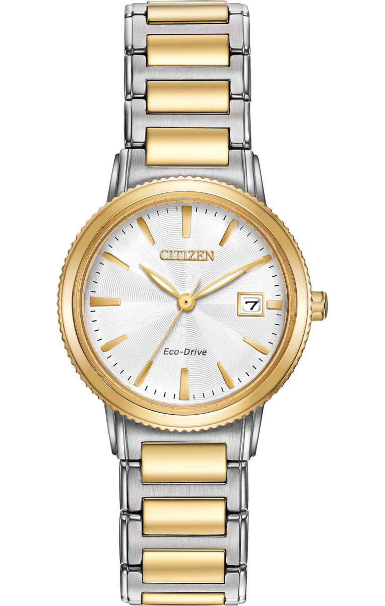Citizen Eco-Drive White Dial Two Tone Womens Watch EW2374-56A