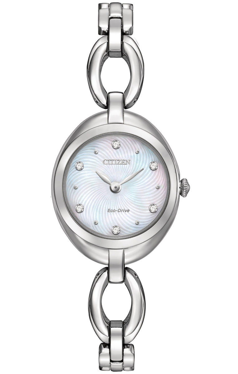 Citizen Eco-Drive Silhouette Mother of Pearl Dial Stainless Steel Womens Watch EX1430-56D