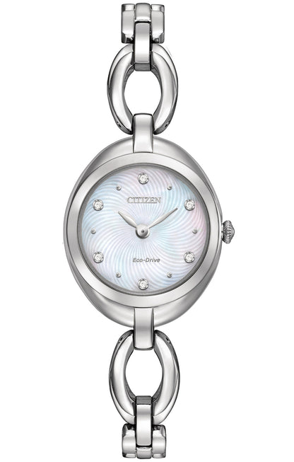Citizen Eco-Drive Silhouette Mother of Pearl Dial Stainless Steel Womens Watch EX1430-56D