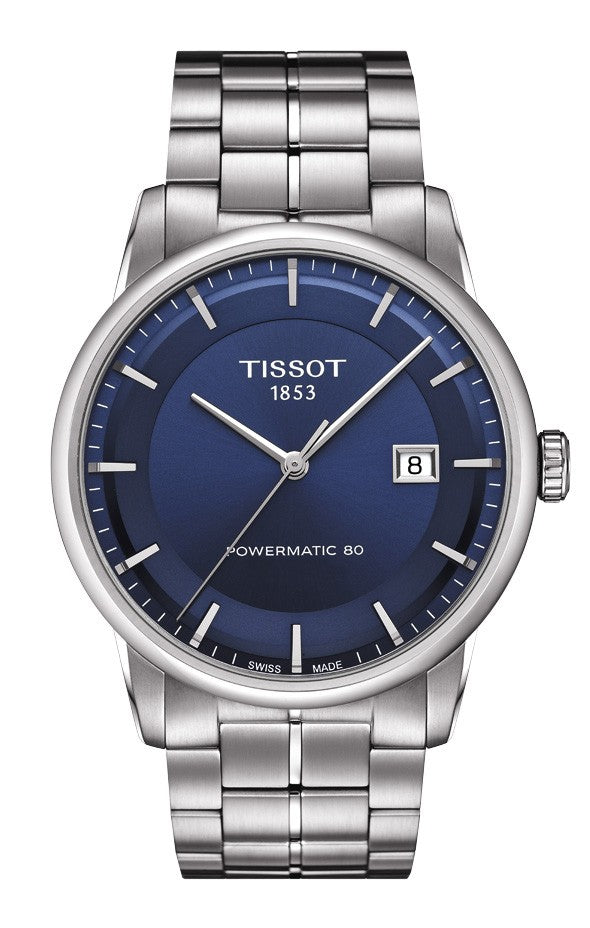 Tissot Luxury Blue Dial Stainless Steel Powermatic 80 Mens Watch T0864071104100