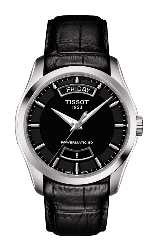 Tissot Couturier Black Dial Day-Date Stainless Steel Powermatic 80 Mens Watch T0354071605102