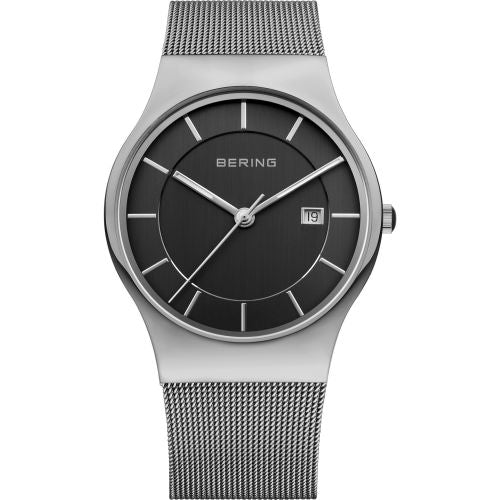Bering Classic Collection Stainless Steel Black Dial Mens Quartz Watch 11938-002