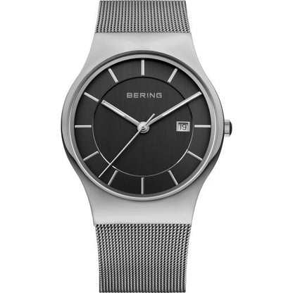 Bering Classic Collection Stainless Steel Black Dial Mens Quartz Watch 11938-002