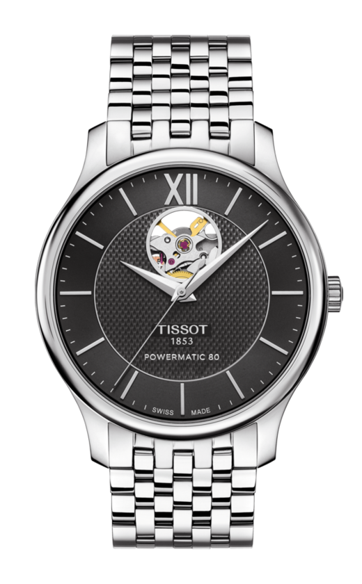Tissot Tradition Powermatic 80 Black Dial Stainless Steel Mens Watch T0639071105800