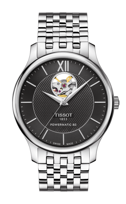 Tissot Tradition Powermatic 80 Black Dial Stainless Steel Mens Watch T0639071105800