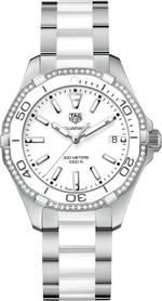 TAG Heuer Aquaracer Lady Stainless Steel &  Diamond Set Womens Quartz Watch WAY131H.BA0914