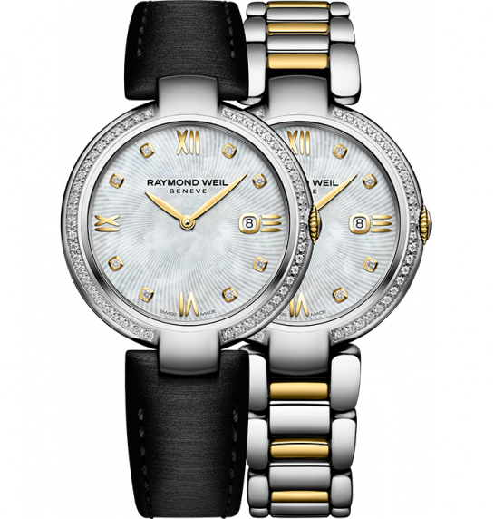 Raymond Weil Shine Diamond Set Mother of Pearl Dial Two Tone Womens Quartz Watch 1600-SPS-00995