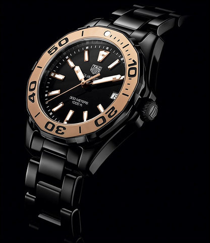 TAG Heuer Aquaracer Lady Black Ceramic & Rose Gold Womens Quartz Watch WAY1355.BH0716