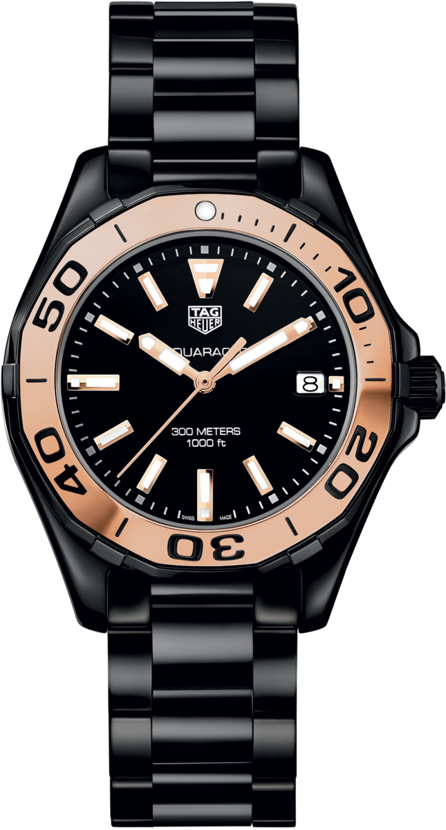 TAG Heuer Aquaracer Lady Black Ceramic & Rose Gold Womens Quartz Watch WAY1355.BH0716