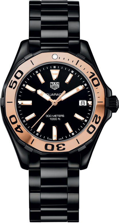 TAG Heuer Aquaracer Lady Black Ceramic & Rose Gold Womens Quartz Watch WAY1355.BH0716