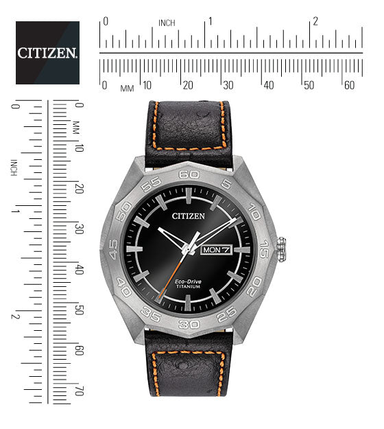 Citizen Eco-Drive Black Dial Titanium Mens Watch AW0060-03E