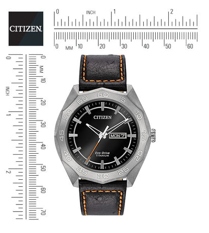 Citizen Eco-Drive Black Dial Titanium Mens Watch AW0060-03E