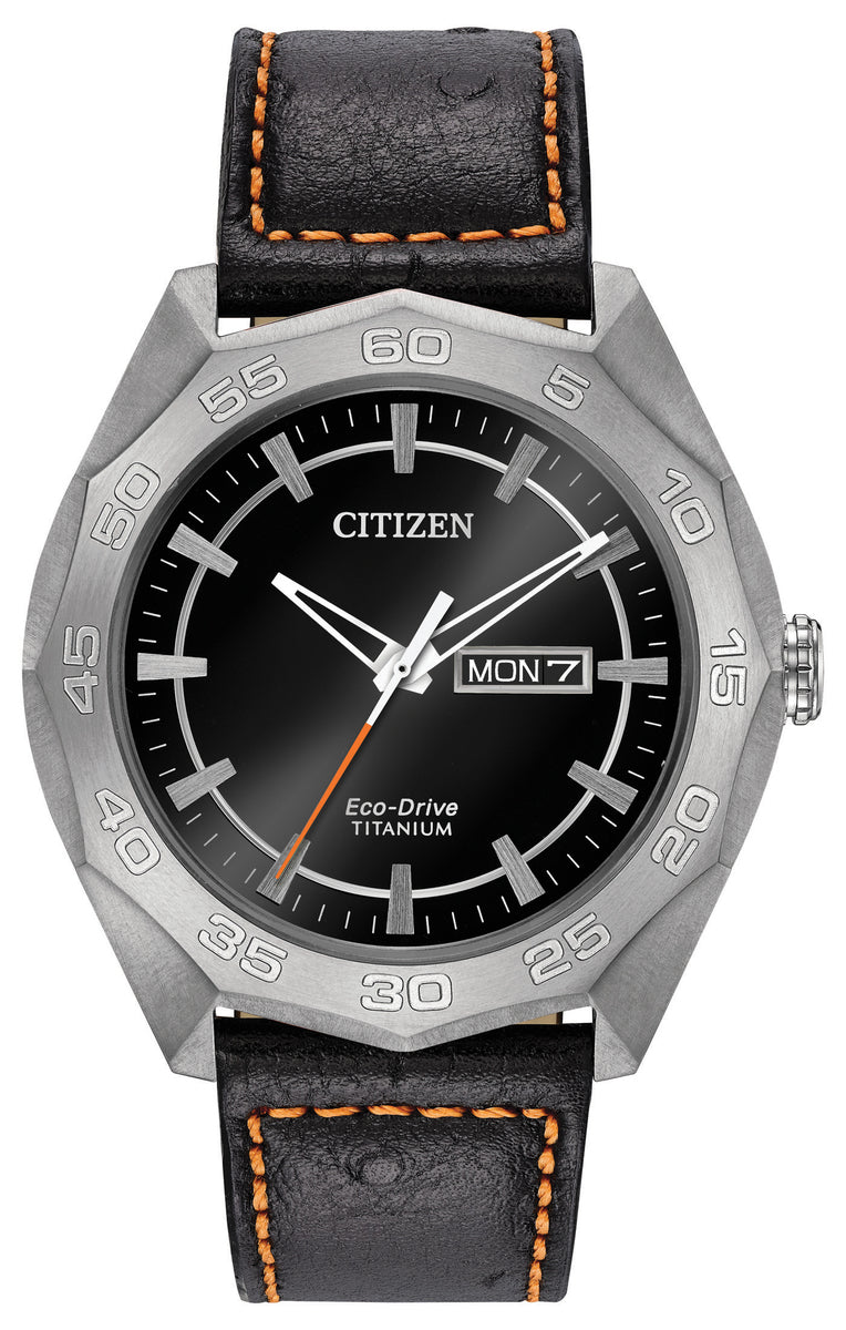 Citizen Eco-Drive Black Dial Titanium Mens Watch AW0060-03E