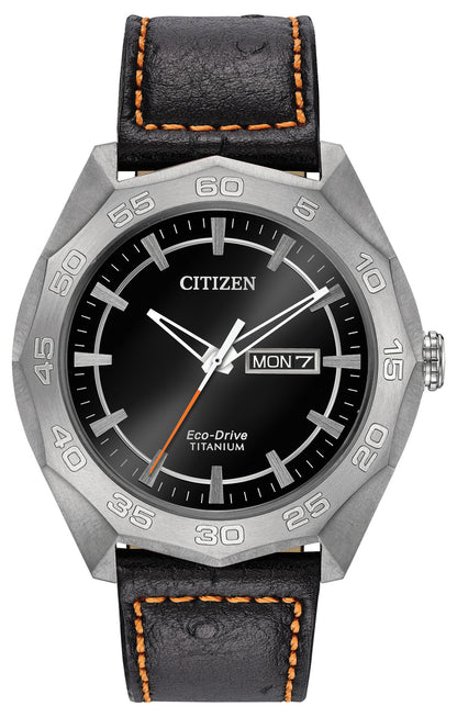 Citizen Eco-Drive Black Dial Titanium Mens Watch AW0060-03E