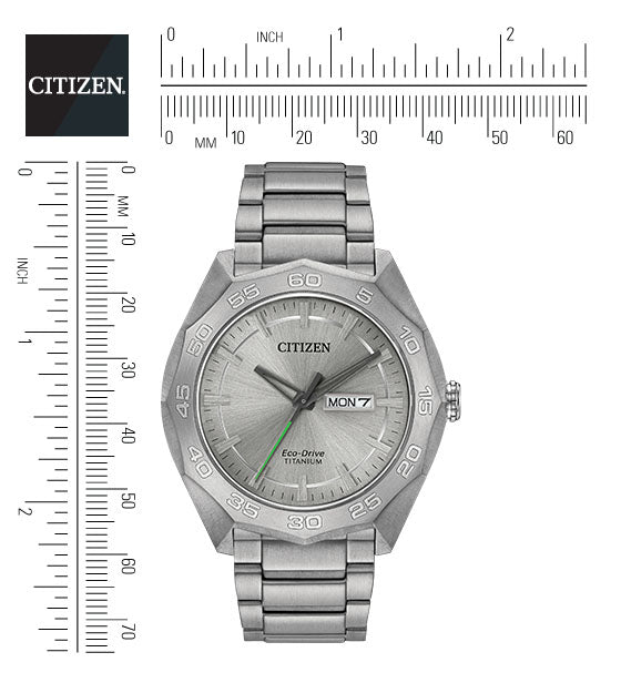Citizen Eco-Drive Silver Dial Titanium Mens Watch AW0060-54A
