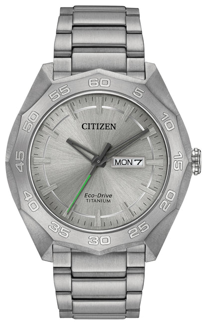Citizen Eco-Drive Silver Dial Titanium Mens Watch AW0060-54A
